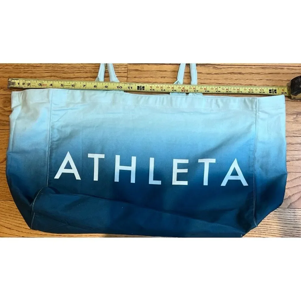 Athleta Logo Ombre Canvas Tote bag Aqua Blue